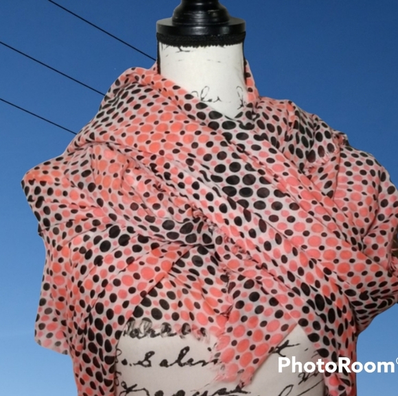 Steve Madden Accessories - Stephen Madden Pink/Black polka dot Scarf/Wrap